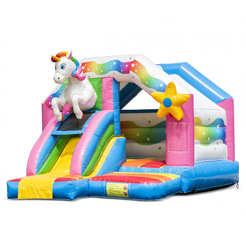 Springkussen Unicorn met glijbaan